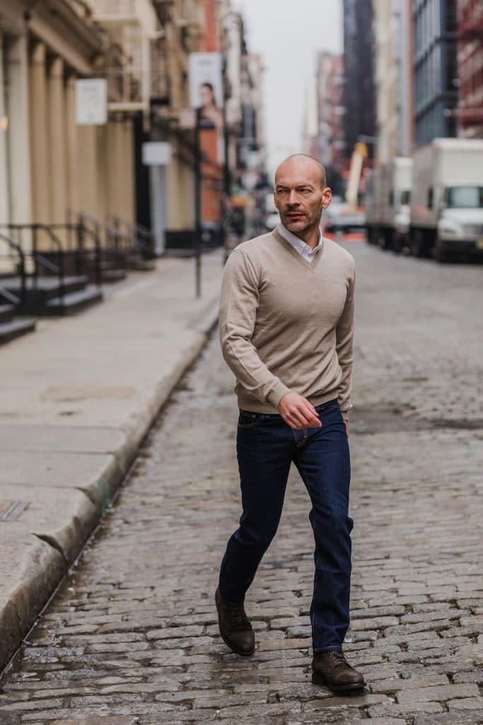 bald guy with stubble fashion